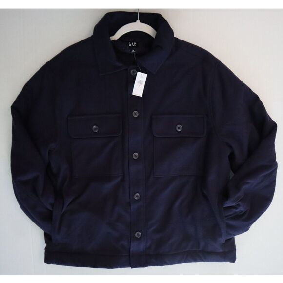 GAP 829200-011 Men's Sz M Blue Lined Utility Sweatshirt Jacket Shacket - Picture 9 of 12